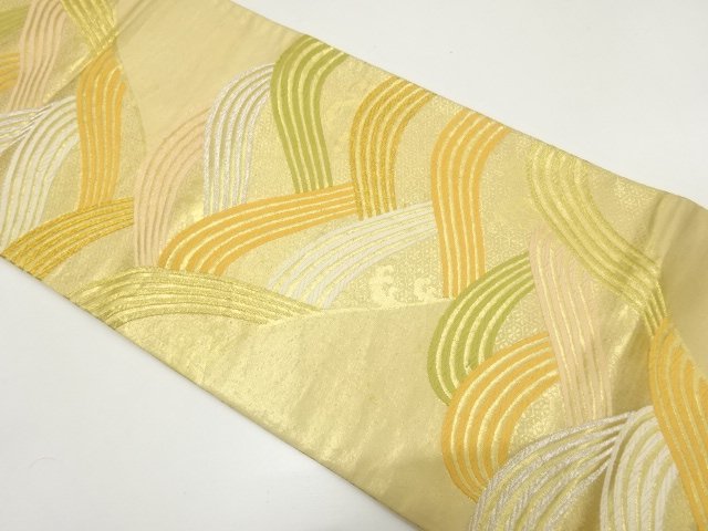 JAPANESE KIMONO / ANTIQUE FUKURO OBI / SILK / WOVEN RAGING WAVES